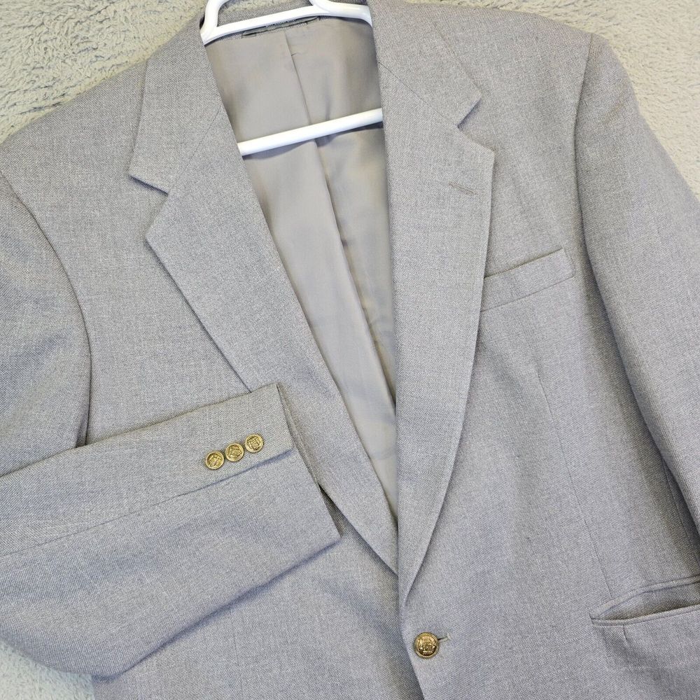 Vintage Haggar Suit Jacket Men 46L Gray Blazer Sport Coat Business Formal Career